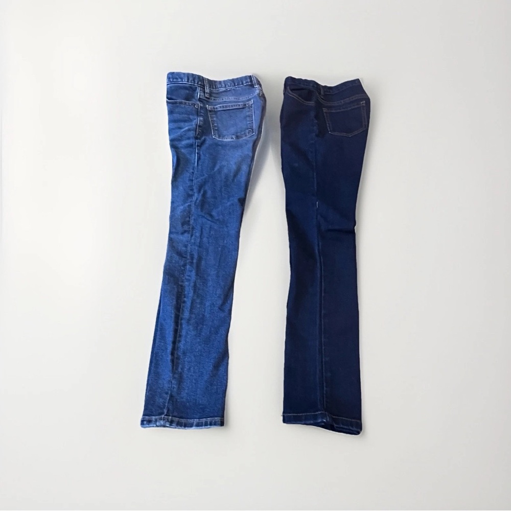 Pair 2 Old Navy and Place Girls Blue Denim Jeans Adjustable Waist Size 12